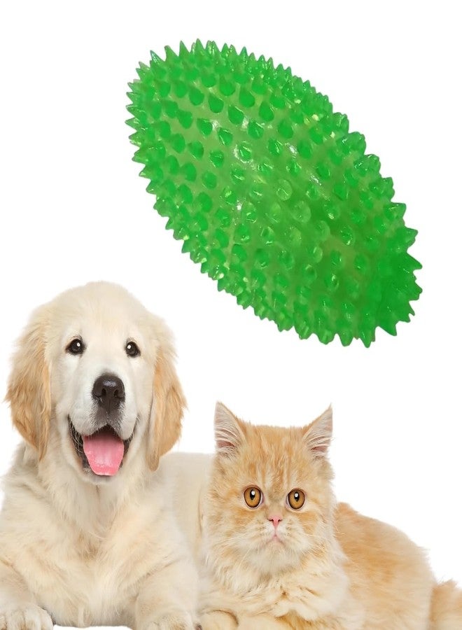 Sage Square Spiky Squeaky Rugby Ball Toy - Durable & Chew-Friendly Interactive Dog Toy | Squeaky Sound for Engaging Play | Ideal for Puppies & Small Breeds | Perfect for Fetch, Chewing, & Teething - Image 1